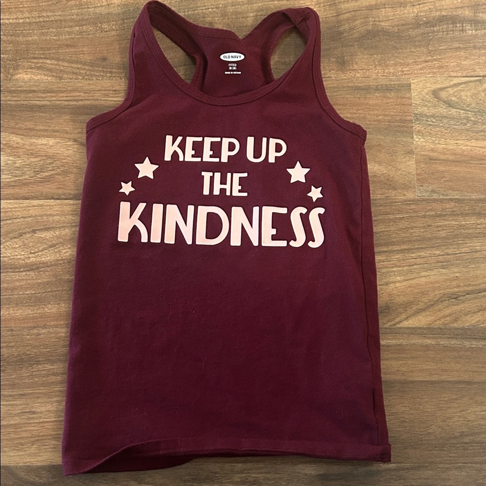 Old Navy  Girls Burgundy Tank Top with Uplifting Message